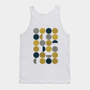 Mid Century Modern Abstract Circles Navy, Mustard, Grey Tank Top